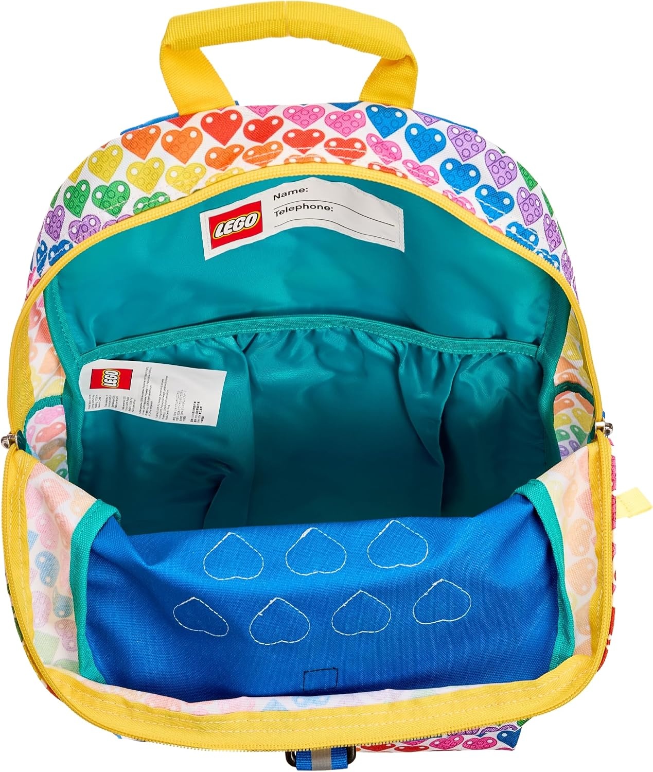 image:imageLEGO Iconic Prints Kids School Backpack Bookbag for Travel OntheGo Back to School Boys and Girls with Adjustable Padded Straps and Fun patterns Rainbow HeartsRainbow Hearts