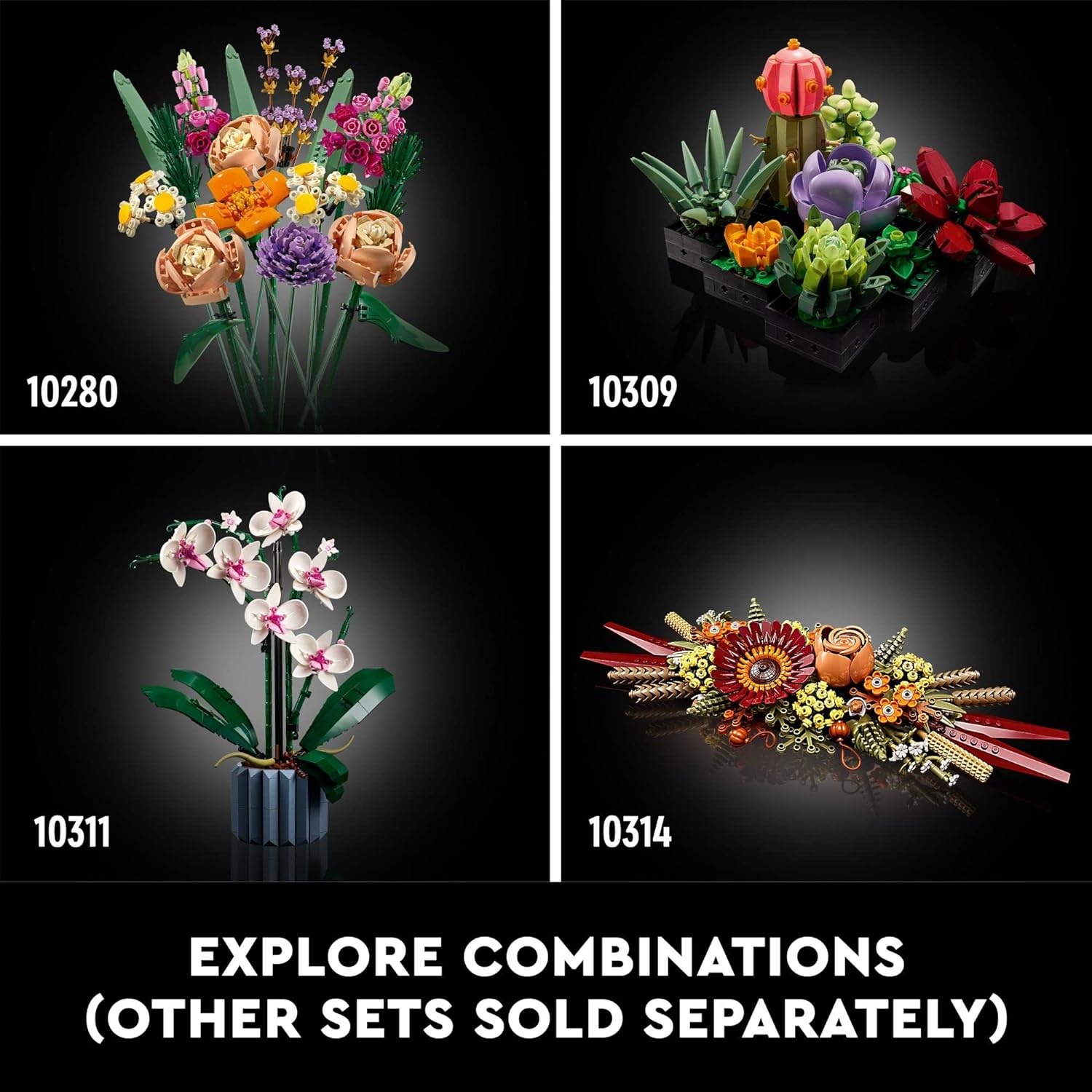 image:imageLEGO Icons Dried Flower Centerpiece Building Sets for Adults Ages 18 Years Fall amp Thanksgiving Decorations for Dinner Table or Mantel 10314Crafts Set