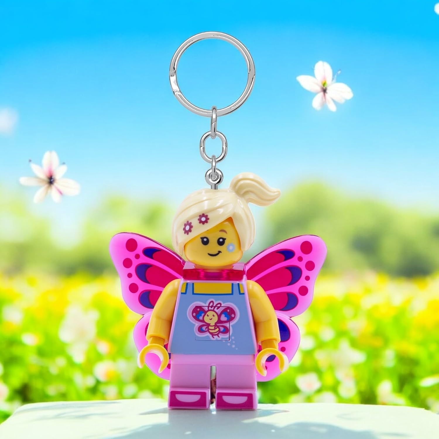 image:imageLEGO Keychain Light Butterfly Girl KE171H Large 2 Inch Tall Figure LED Bag Charm