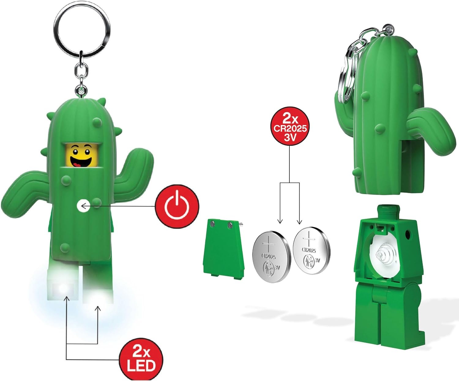 image:imageLEGO Keychain Light Cactus Boy KE157H Large 3 Inch Tall Bag charm with LED light