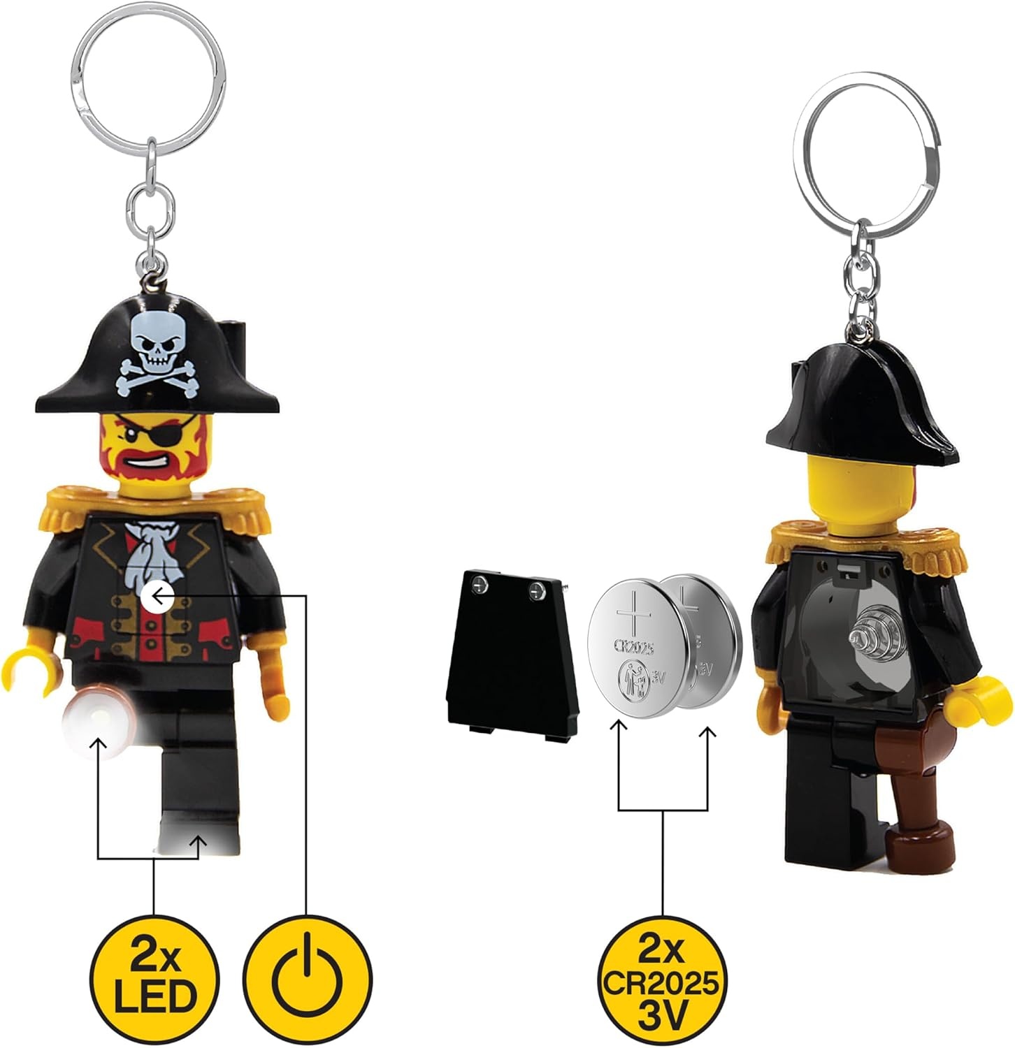 image:imageLEGO Keychain Light Captain Brickbeard KE23H Large 3 Inch Tall Bag charm with LED lightBlack