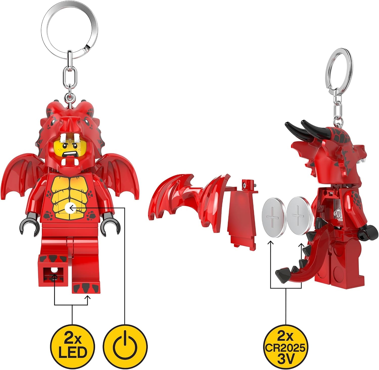 image:imageLEGO Keychain Light Dragon Suit Guy KE196H Large 3 Inch Tall Bag charm with LED light