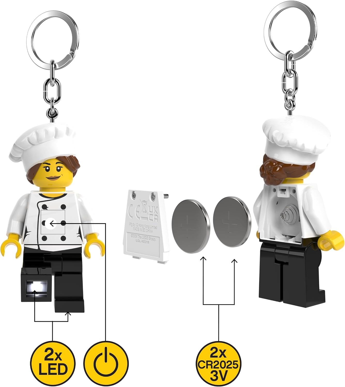 image:imageLEGO Keychain Light Female Chef KE218H Large 3 Inch Tall Bag Charm Flashlight