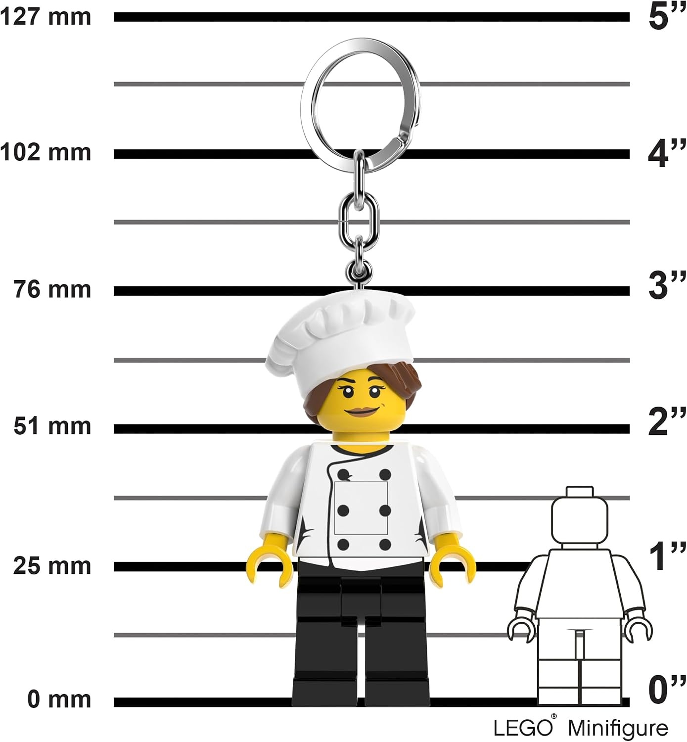 image:imageLEGO Keychain Light Female Chef KE218H Large 3 Inch Tall Bag Charm Flashlight