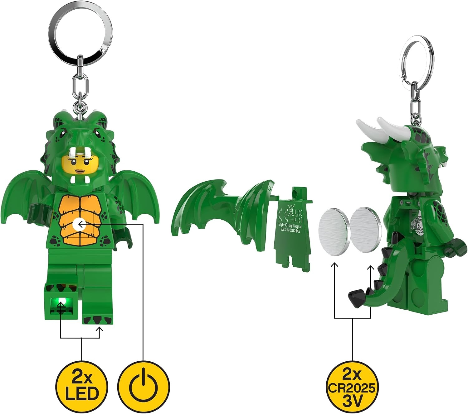 image:imageLEGO Keychain Light Green Dragon Costume Girl 3 Inch Tall Figure KE224H