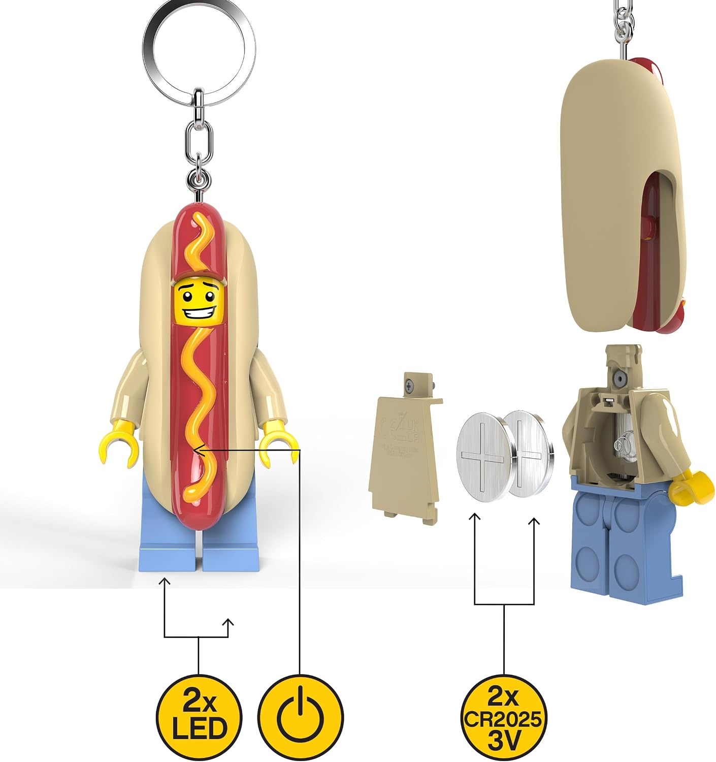 image:imageLEGO Keychain Light Hot Dog Man KE119H ExtraLarge 3 Inch Tall Figure