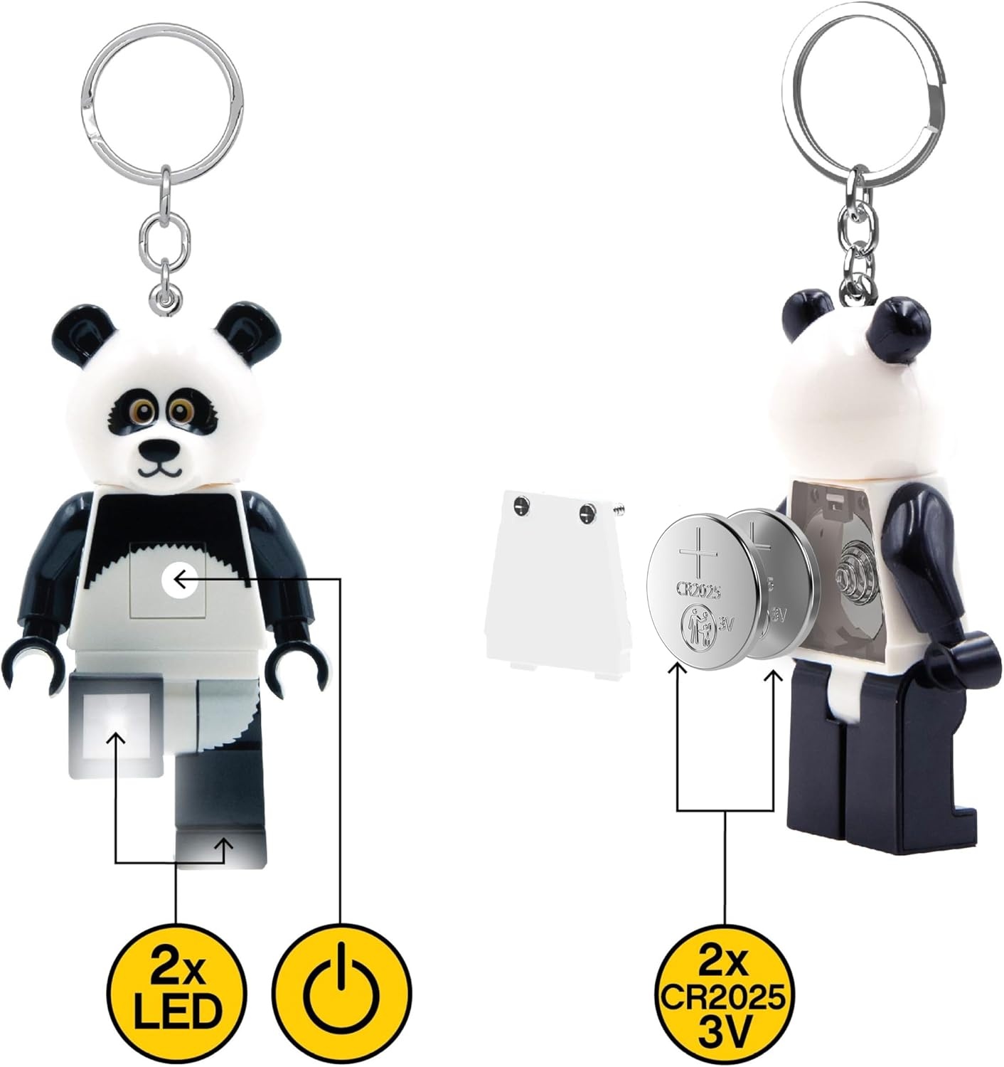 image:imageLEGO Keychain Light Panda Guy KE195H Large 3 Inch Tall Figure Bag charm with LED light