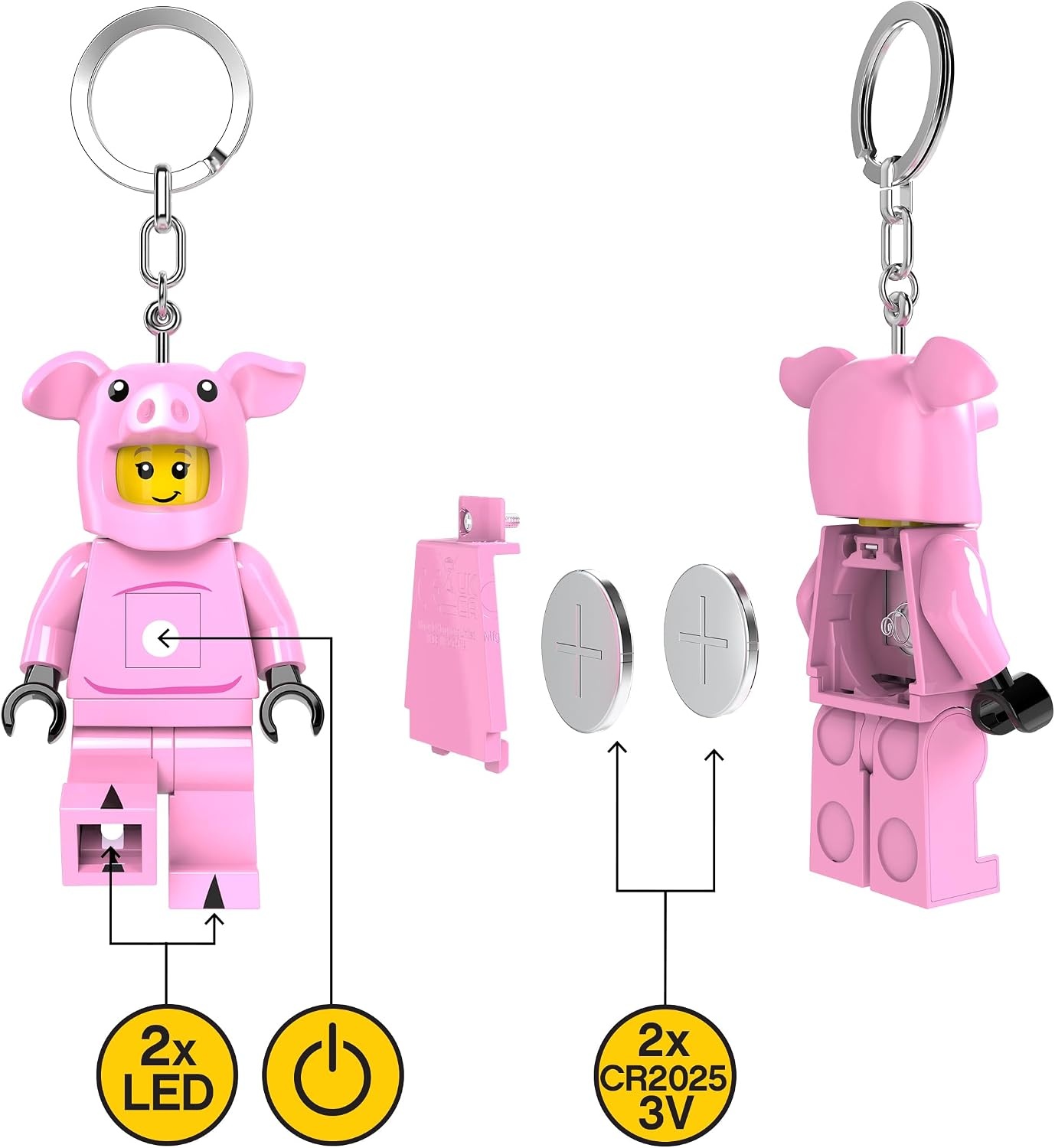 image:imageLEGO Keychain Light Piggy Girl KE212H Large 3 Inch Tall Bag charm with LED light