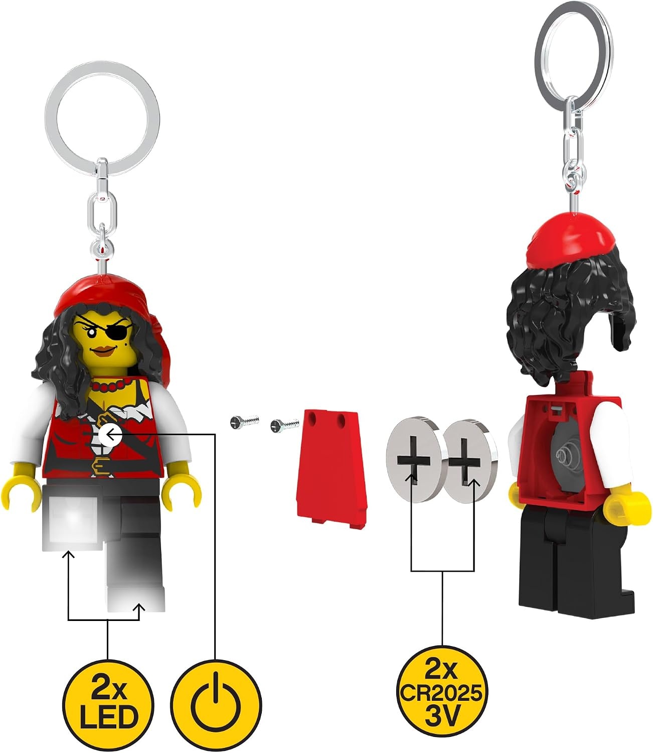 image:imageLEGO Keychain Light Pirate Princess KE193H Large 3 Inch Tall Bag Charm LED light