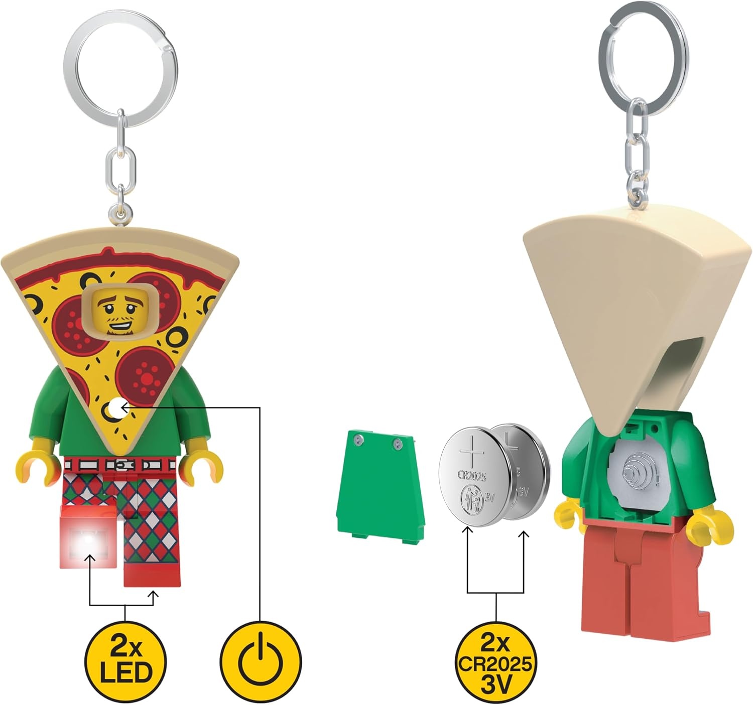 image:imageLEGO Keychain Light Pizza Costume Guy KE176H Large 3 Inch Tall Bag charm with LED light