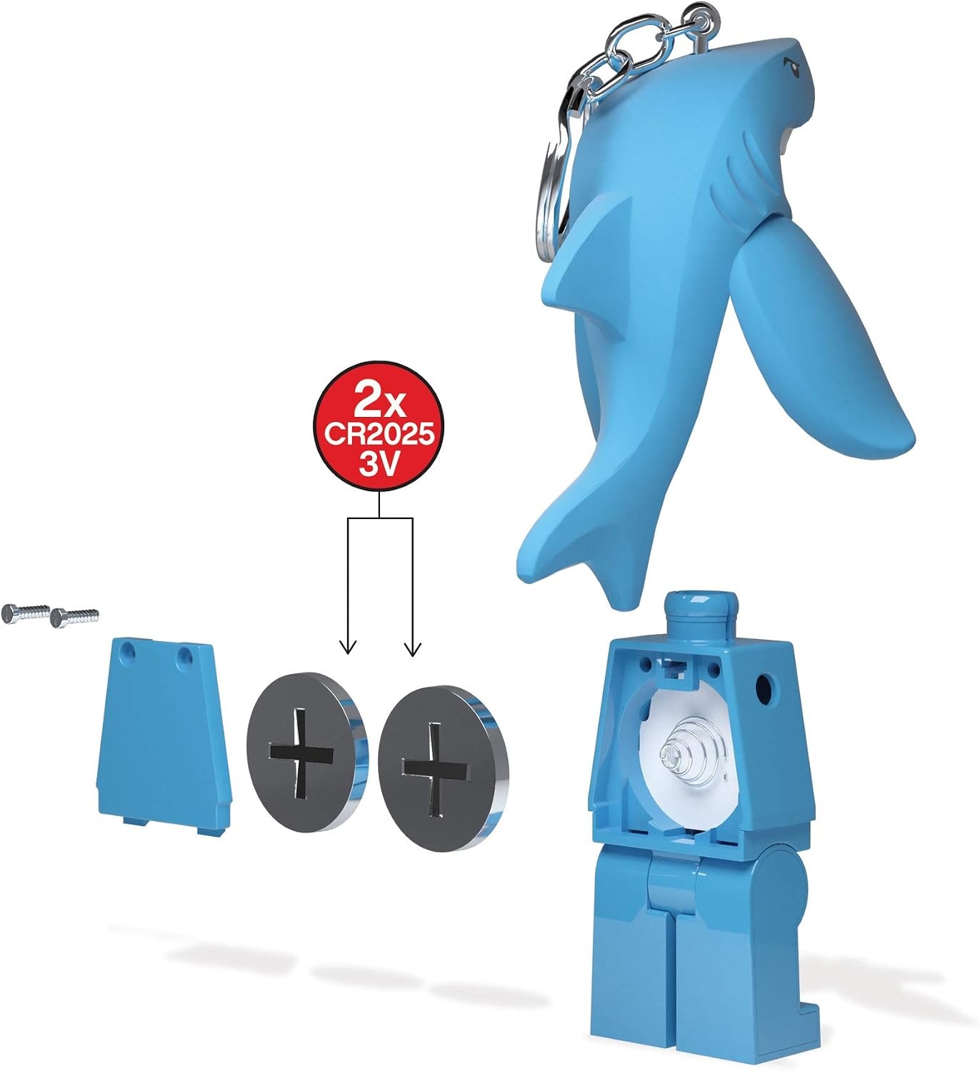 image:imageLEGO Keychain Light Shark Suit Guy KE155H ExtraLarge 3 Inch Tall LED Lights ExtraLarge 76mm Tall
