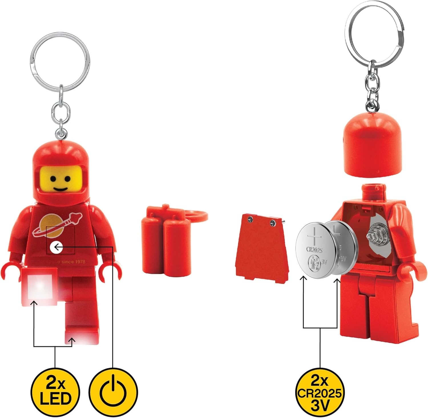 image:imageLEGO Keychain Light Spaceman Red KE10HR Large 3 Inch Tall Figure Bag charm with LED light