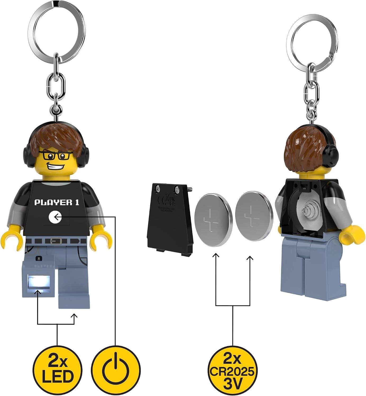 image:imageLEGO Keychain Light Video Game Guy KE217H Large 3 Inches Tall Bag Charm with LED Lights