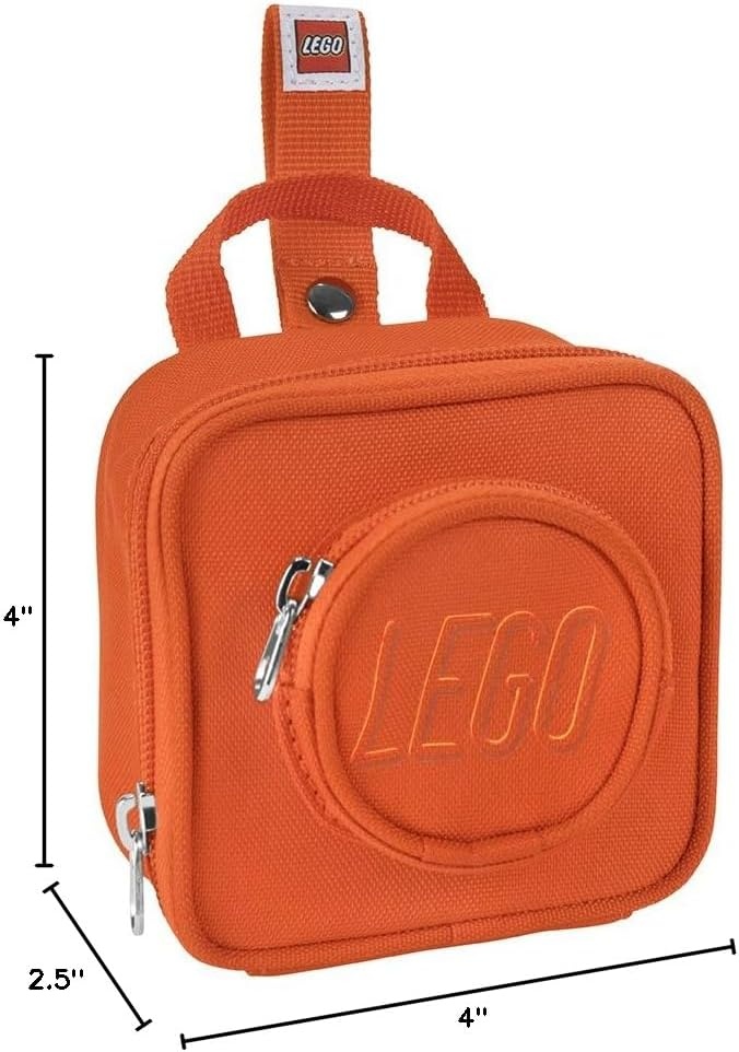 image:imageLEGO Kids Brick Mini Backpack Accessory Pouch with Novelty Backstraps Snaps to Belt or FullSize Backpack Holds Small Items like Keys amp Headphones BlackOrange