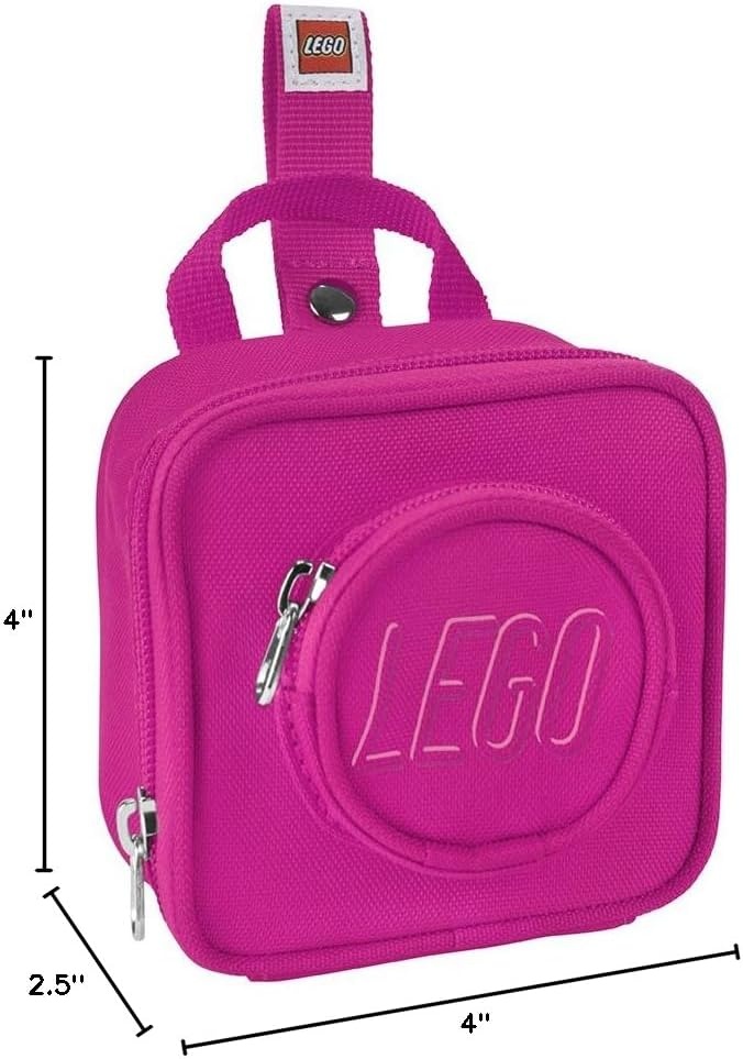 image:imageLEGO Kids Brick Mini Backpack Accessory Pouch with Novelty Backstraps Snaps to Belt or FullSize Backpack Holds Small Items like Keys amp Headphones BlackPink