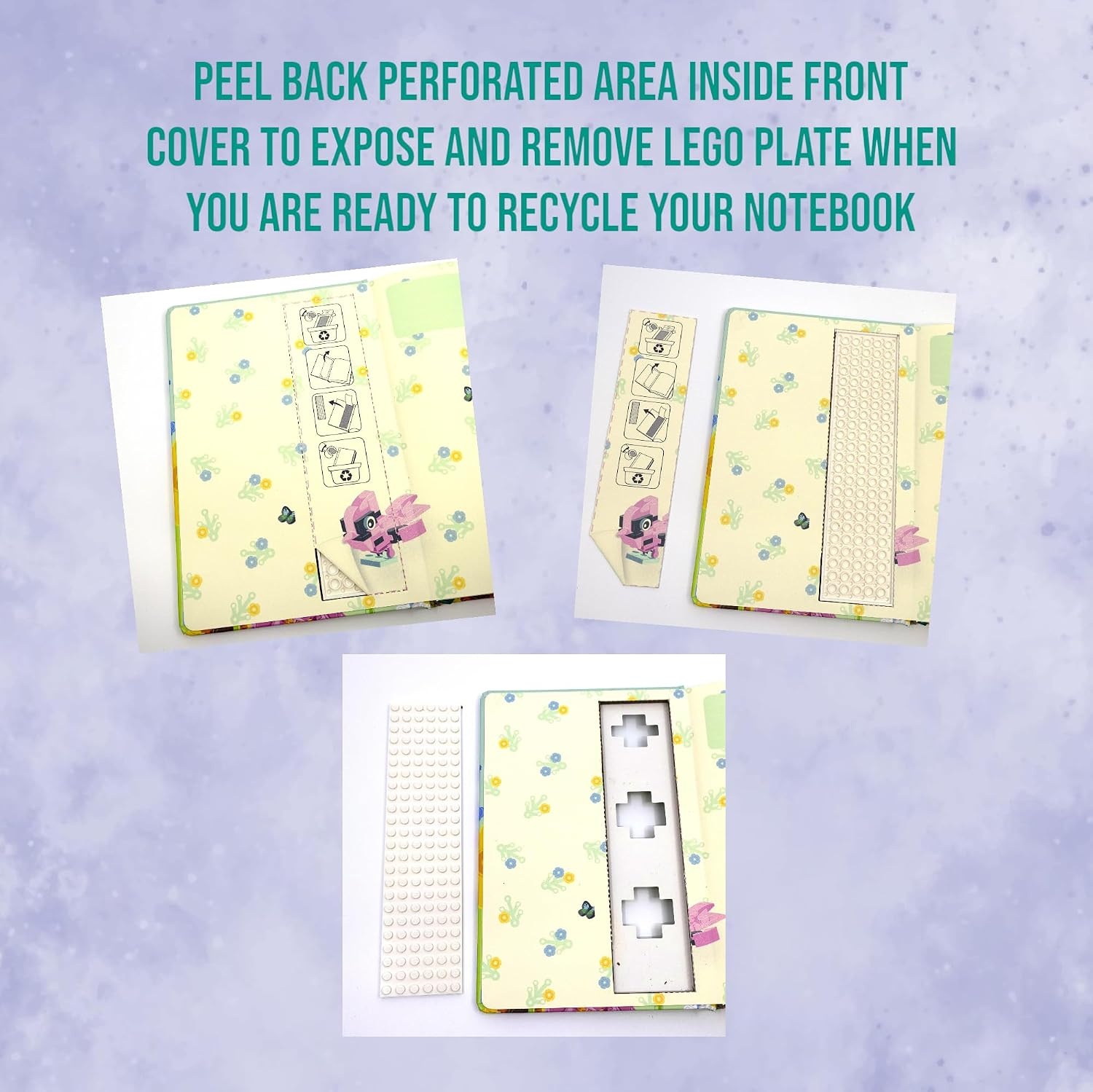 image:imageLEGO Reclaim amp Recycle Notebook with Gel Pen Botanical 53502 A5 Notebook Dotted Ivory Pages