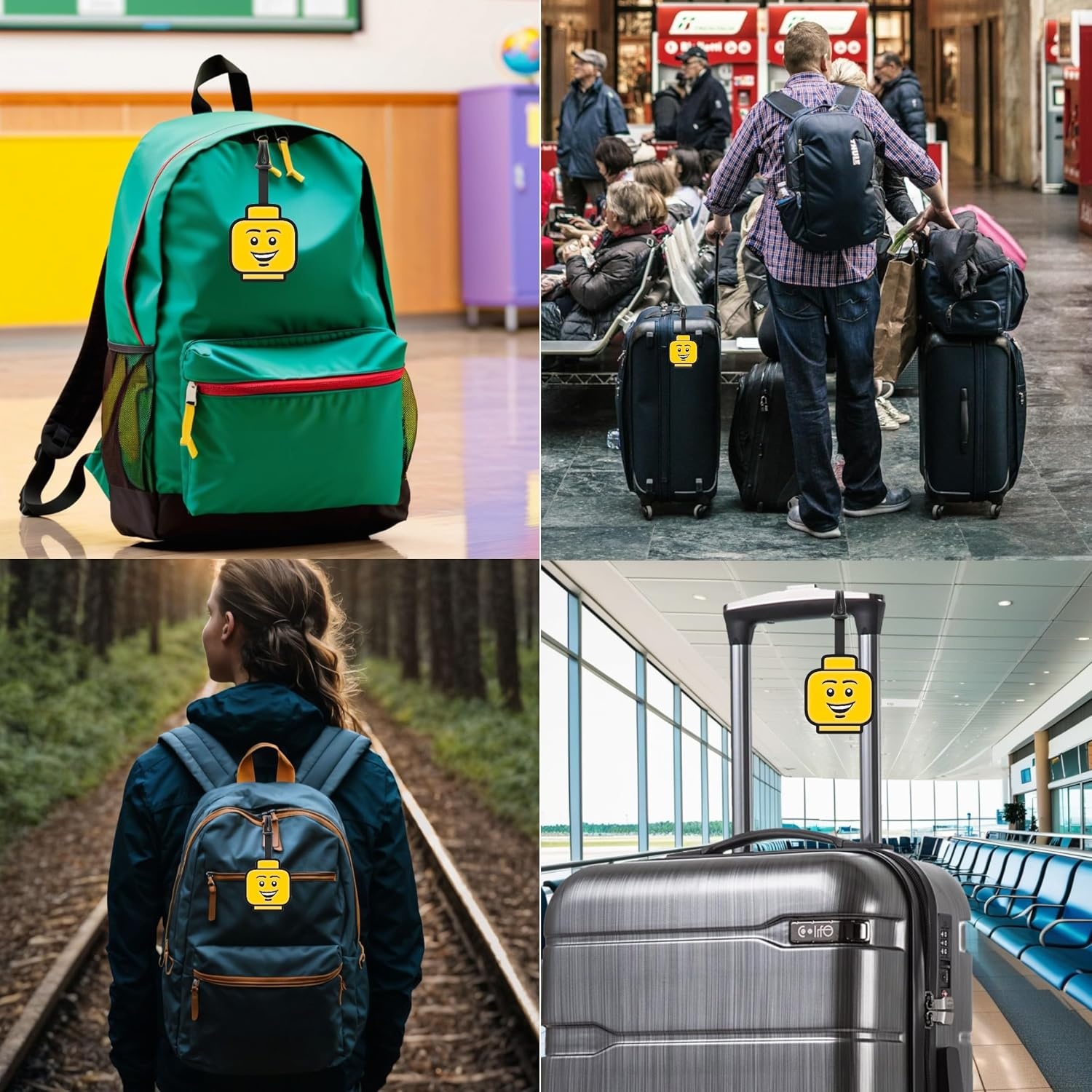 image:imageLEGO Silicone Bag Tag Boy Face 51167 Silicone Bag Charm Backpack and Luggage Tag Yellow17 8 cm x 6 3 cm
