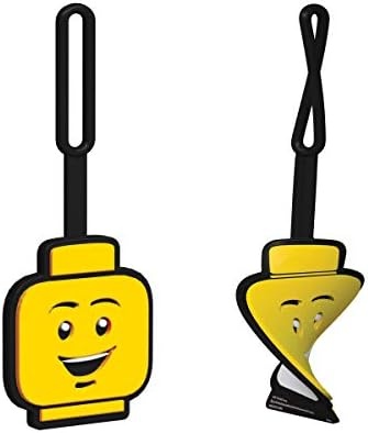 image:imageLEGO Silicone Bag Tag Boy Face 51167 Silicone Bag Charm Backpack and Luggage Tag Yellow17 8 cm x 6 3 cm Pack of 2