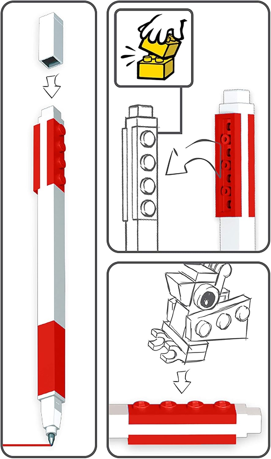 image:imageLEGO Stationery Gel Pen with Minifigure Red 52602 Minifigure May VaryRed