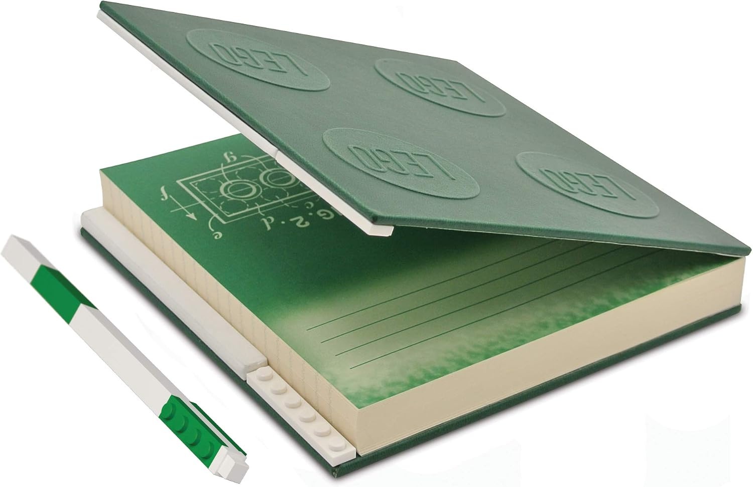 image:imageLEGO Stationery Locking Notebook with Gel Pen Green 52443 Square 6 inches x 6 inches Lined