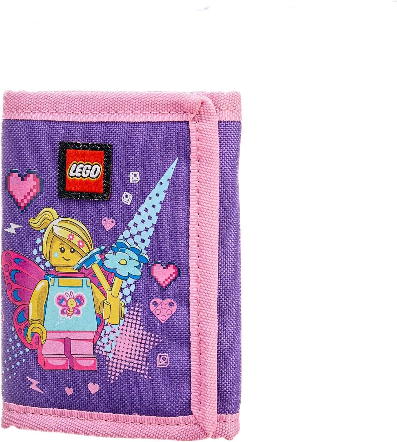 image:imageLEGO Trifold Wallet Kids Unisex Wallet for Boys and Girls with Clear ID Window Card and Cash Pockets and Secure Hook and Loop Closure Hotdog GuyButterfly Girl