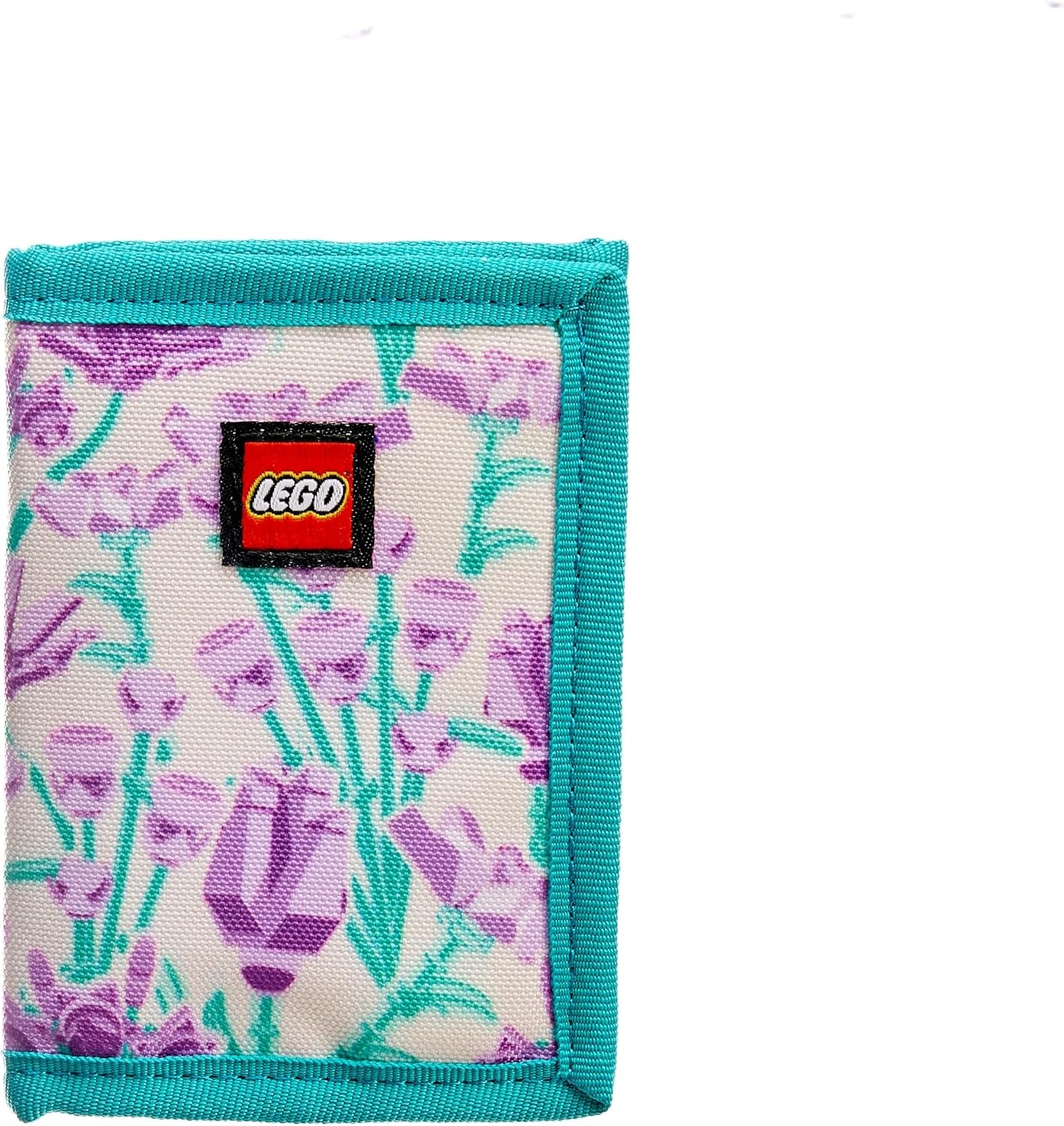 image:imageLEGO Trifold Wallet Kids Unisex Wallet for Boys and Girls with Clear ID Window Card and Cash Pockets and Secure Hook and Loop Closure Hotdog GuyPurple Bouquet