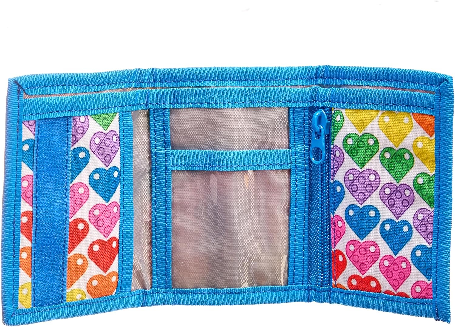 image:imageLEGO Trifold Wallet Kids Unisex Wallet for Boys and Girls with Clear ID Window Card and Cash Pockets and Secure Hook and Loop Closure Hotdog GuyRainbow Hearts