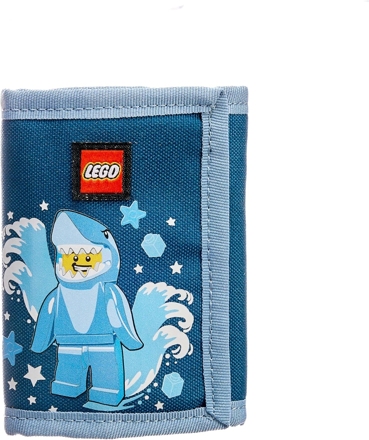 image:imageLEGO Trifold Wallet Kids Unisex Wallet for Boys and Girls with Clear ID Window Card and Cash Pockets and Secure Hook and Loop Closure Hotdog GuyShark Guy