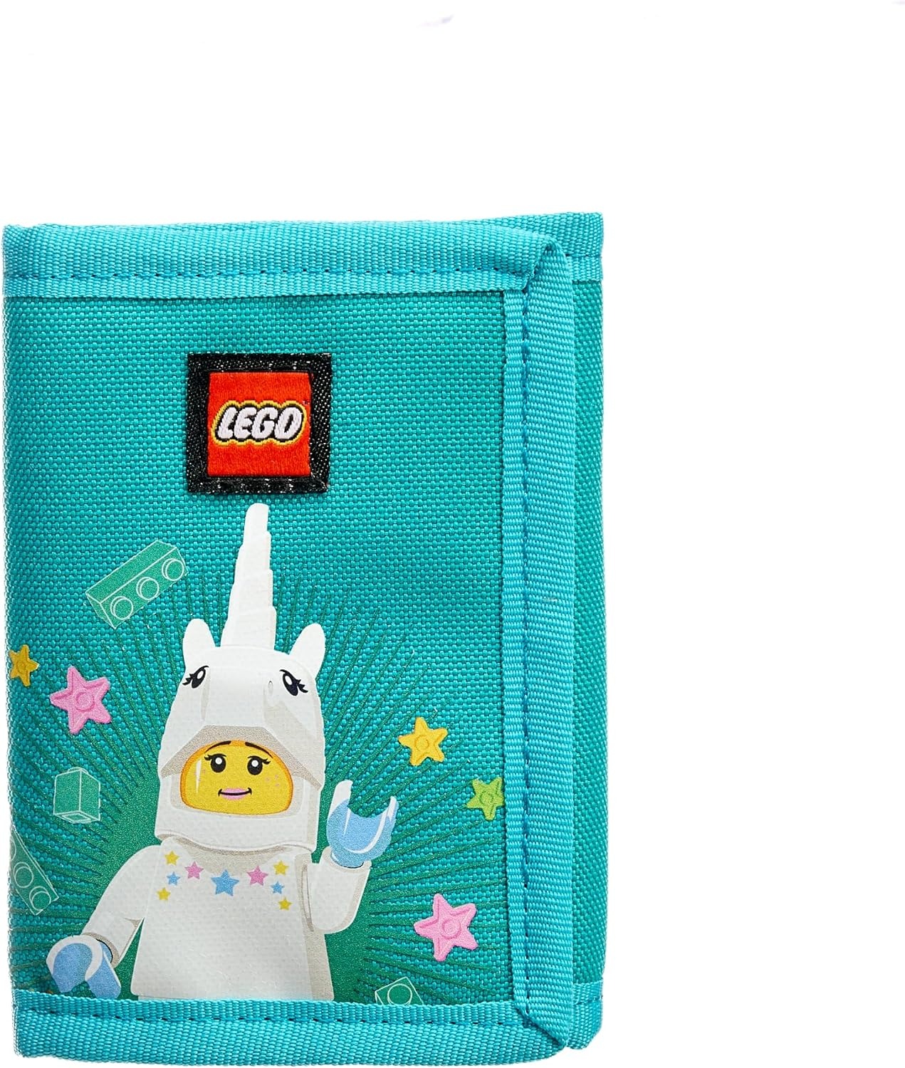 image:imageLEGO Trifold Wallet Kids Unisex Wallet for Boys and Girls with Clear ID Window Card and Cash Pockets and Secure Hook and Loop Closure Hotdog GuyUnicorn Girl