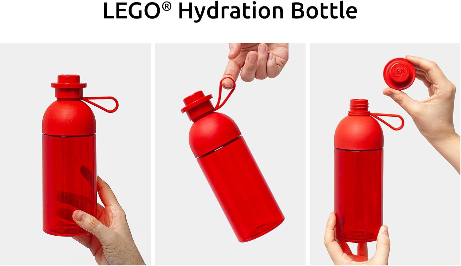 image:imageRoom Copenhagen LEGO Hydration Bottle Transparent WaterHydration Bottle 500 ml mix colors with Iconic LEGO graphics easy to fill with ice