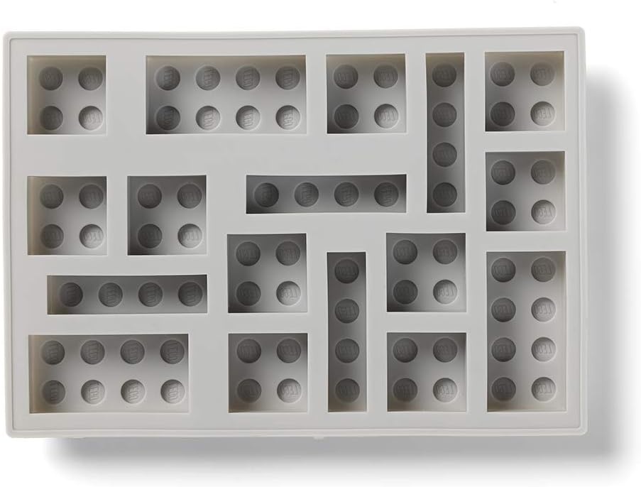 image:imageRoom Copenhagen LEGO Iconic Ice Cube Tray Dishwasher Safe Silicone Brick Mold Set of 3 Blue Pink and Grey