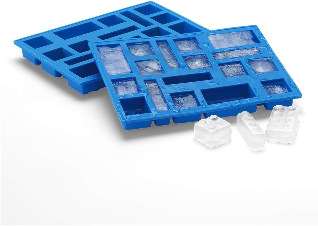 image:imageRoom Copenhagen LEGO Iconic Ice Cube Tray Dishwasher Safe Silicone Brick Mold Set of 3 Blue Pink and Grey