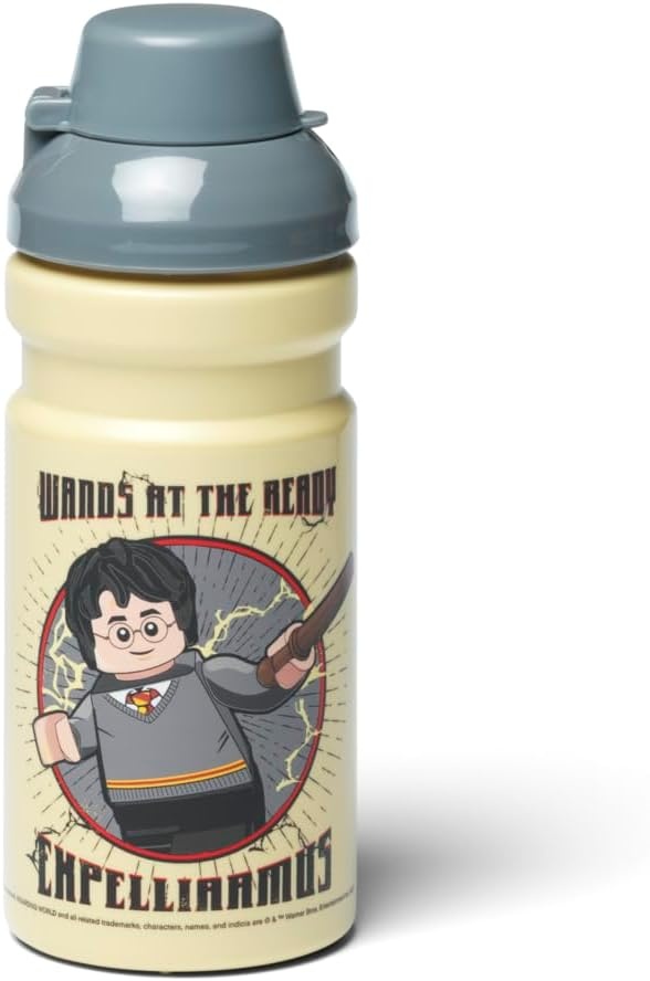 image:imageRoom Copenhagen LEGO LUNCH SET Harry Potter Hogwarts Design 390ml Bottle amp Lunch Box for Kids amp Adults Dishwasher Safe Perfect for Meals on the Go Beige amp Grey