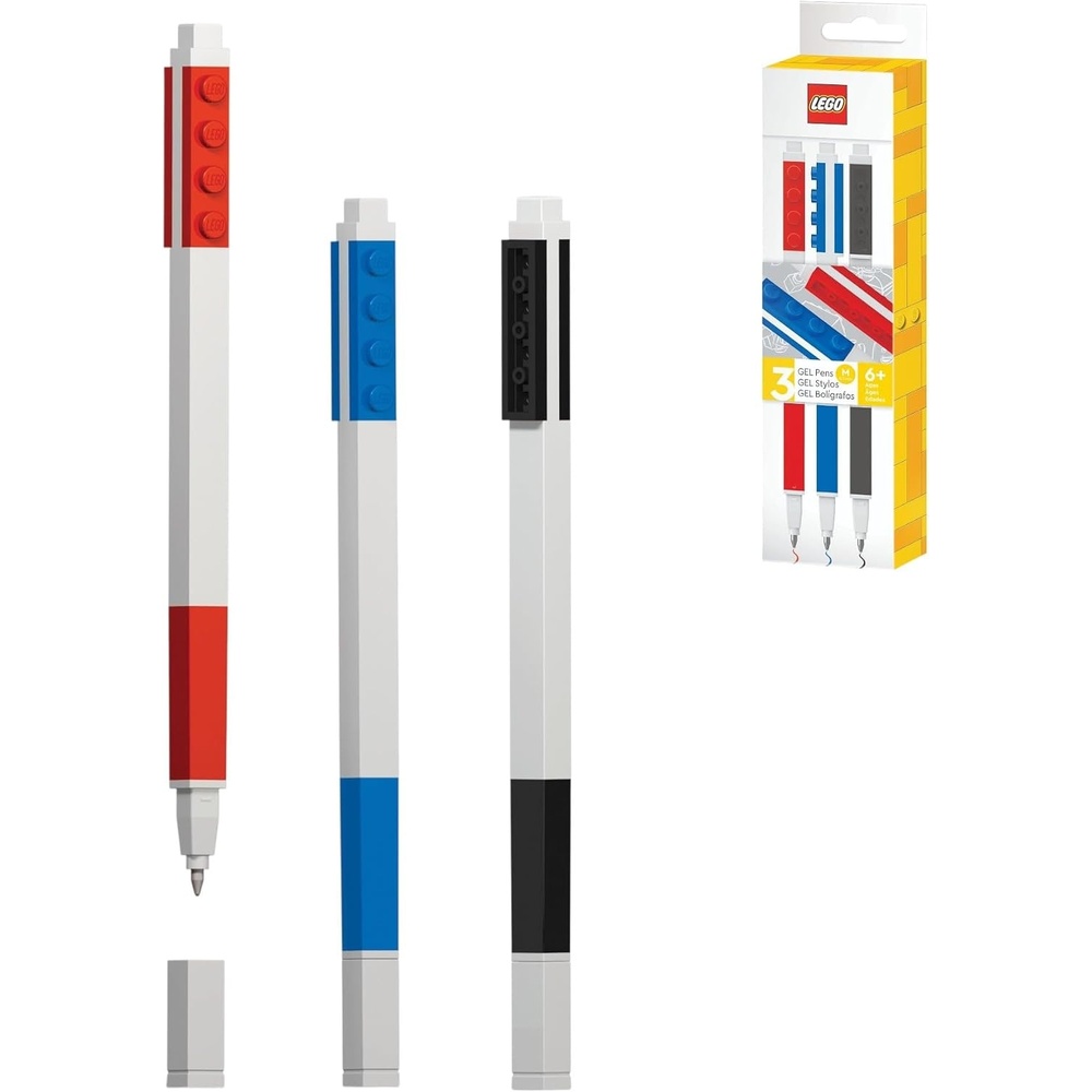 image:imageIQ LEGO Stationery Gel Pen 3 Pack 51513 Refillable 1 each Red Blue Black InkModern