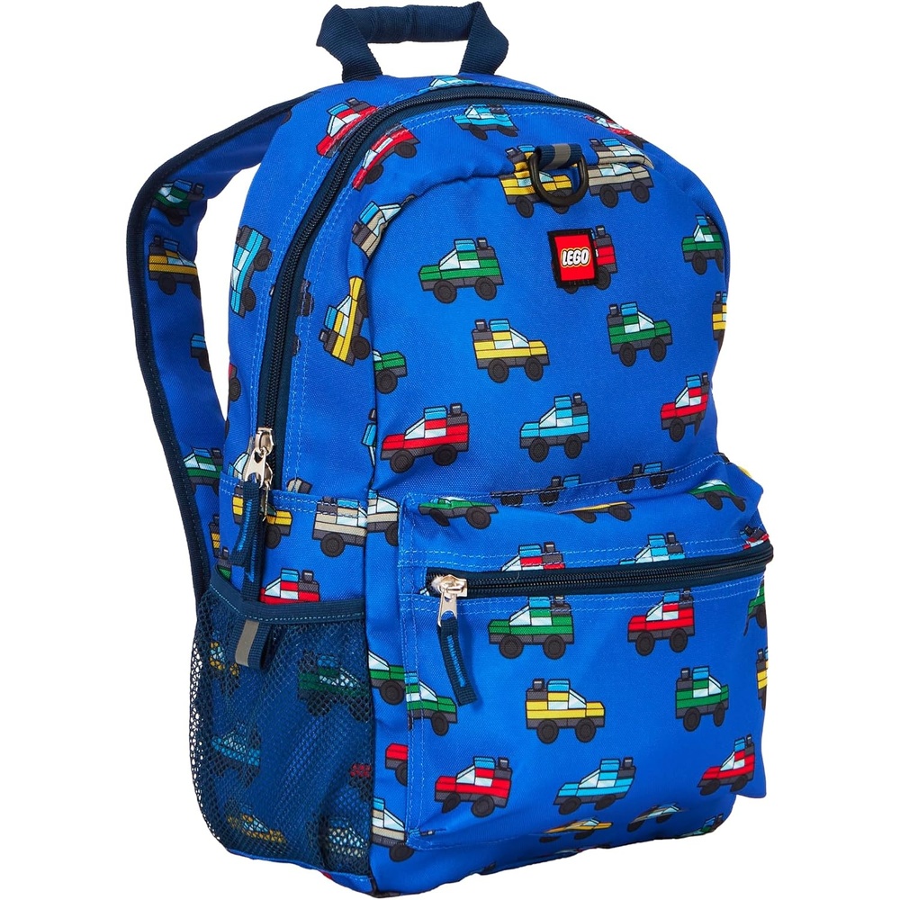 image:imageLEGO Iconic Prints Kids School Backpack Bookbag for Travel OntheGo Back to School Boys and Girls with Adjustable Padded Straps and Fun patterns Rainbow HeartsCars in Blue