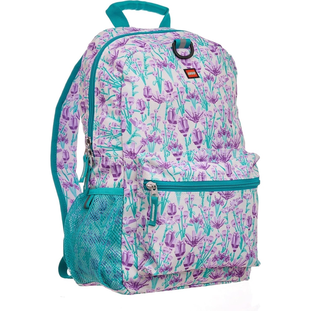 image:imageLEGO Iconic Prints Kids School Backpack Bookbag for Travel OntheGo Back to School Boys and Girls with Adjustable Padded Straps and Fun patterns Rainbow HeartsPurple Bouquet