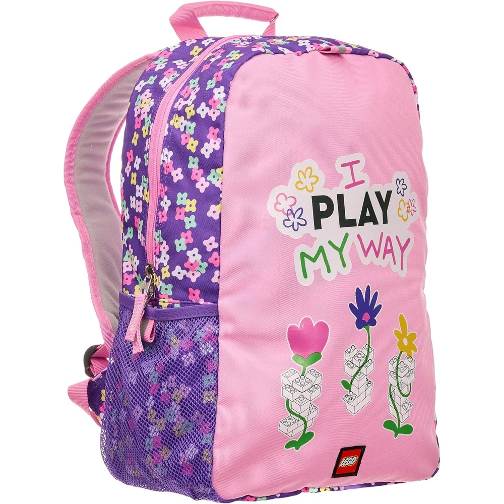 image:imageLEGO Iconic Prints Kids School Backpack Bookbag for Travel OntheGo Back to School Boys and Girls with Adjustable Padded Straps and Fun patterns Rainbow HeartsI Play My Way