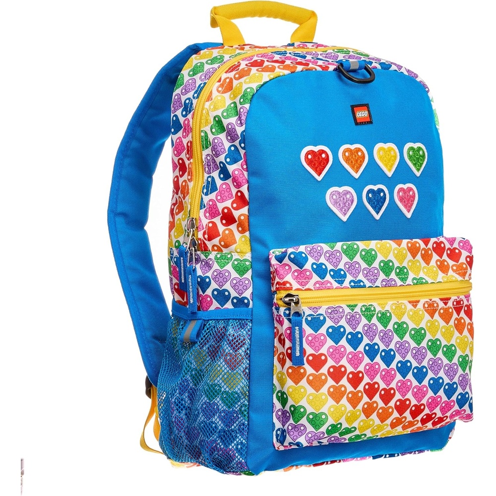 image:imageLEGO Iconic Prints Kids School Backpack Bookbag for Travel OntheGo Back to School Boys and Girls with Adjustable Padded Straps and Fun patterns Rainbow HeartsRainbow Hearts