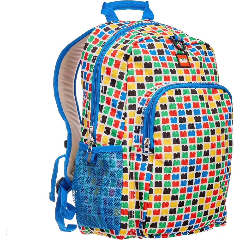 image:imageLEGO Iconic Prints Kids School Backpack Bookbag for Travel OntheGo Back to School Boys and Girls with Adjustable Padded Straps and Fun patterns Rainbow HeartsCheckered Brick