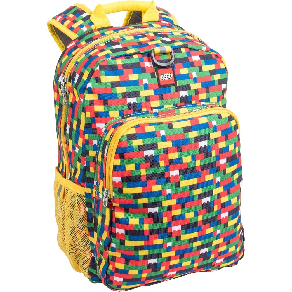 image:imageLEGO Iconic Prints Kids School Backpack Bookbag for Travel OntheGo Back to School Boys and Girls with Adjustable Padded Straps and Fun patterns Rainbow HeartsBrick Wall