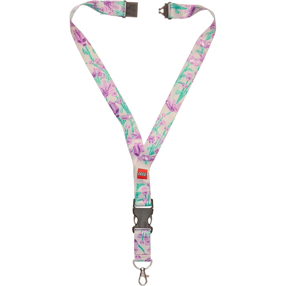 image:imageLEGO Lanyard Neck Strap for Key Chains Detachable Lanyard for Phone Keys ID Badge with clasp and Quick Release BucklePurple Bouquet
