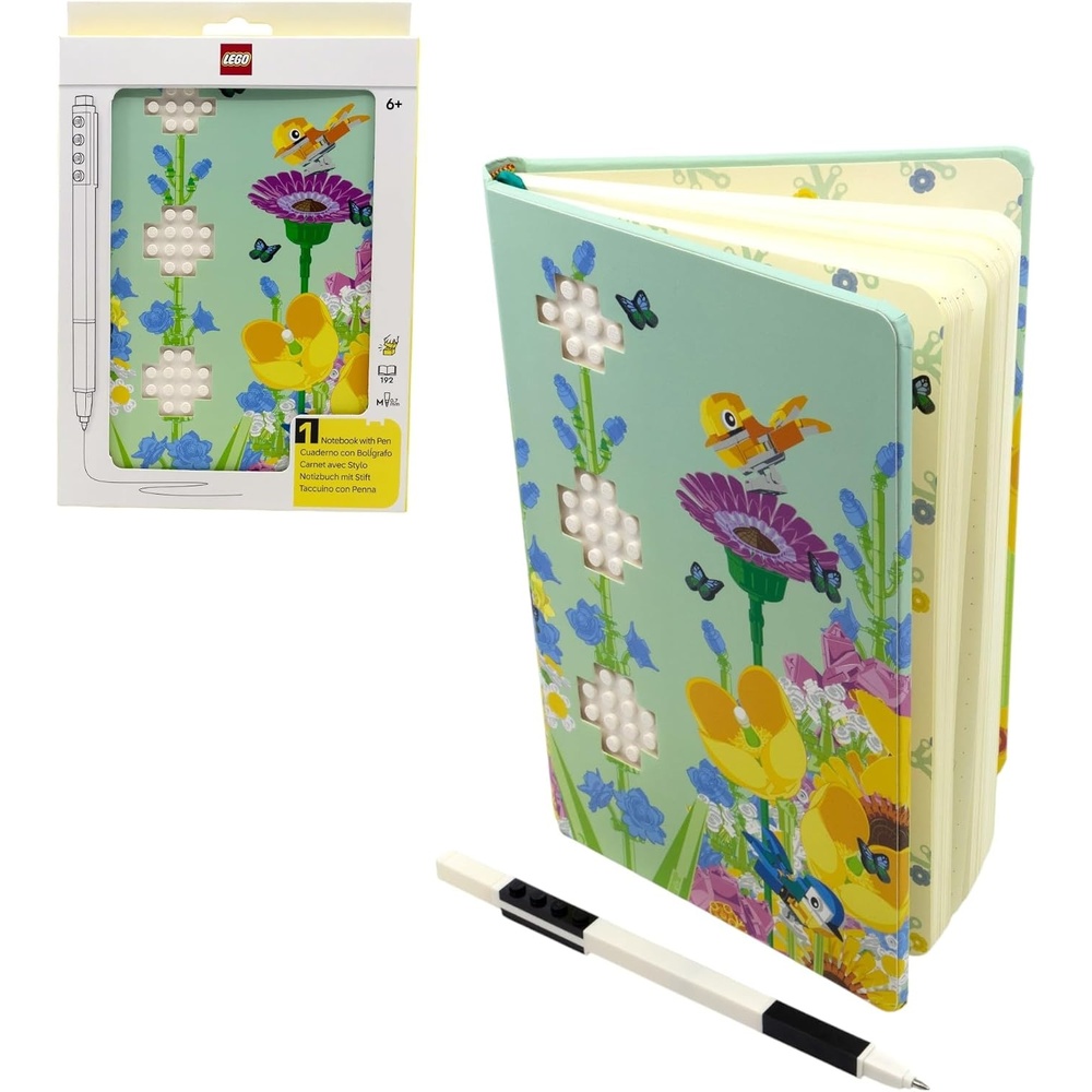 image:imageLEGO Reclaim amp Recycle Notebook with Gel Pen Botanical 53502 A5 Notebook Dotted Ivory Pages