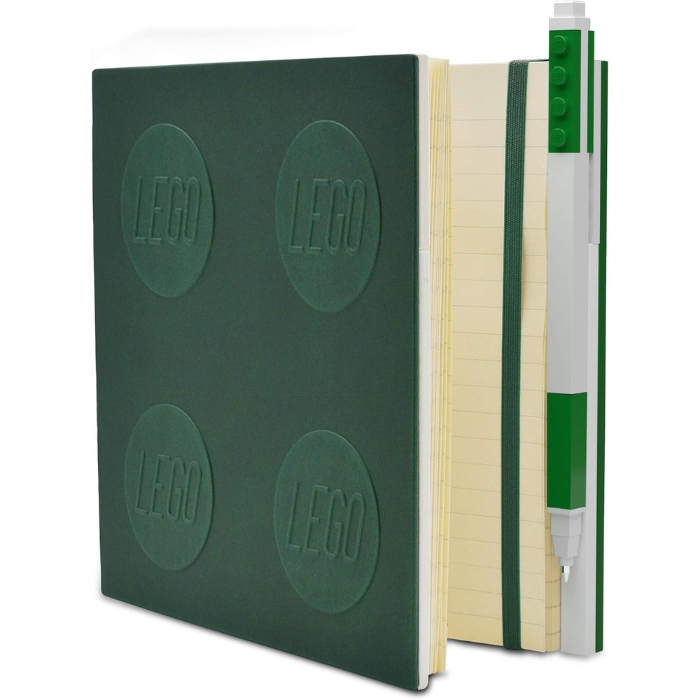 image:imageLEGO Stationery Locking Notebook with Gel Pen Green 52443 Square 6 inches x 6 inches Lined