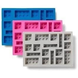 image:imageRoom Copenhagen LEGO Iconic Ice Cube Tray  Dishwasher Safe Silicone Brick Mold  Set of 3 Blue Pink and Grey