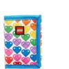LEGO Trifold Wallet, Kids Unisex Wallet for Boys and Girls, with Clear ID Window, Card and Cash Pockets and Secure Hook and Loop Closure, Hotdog Guy(Rainbow Hearts)