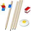 Lego Stationery Set with Minifigure – 4 Pencils, 1 Topper, 1 Pencil Sharpener, 1 Eraser