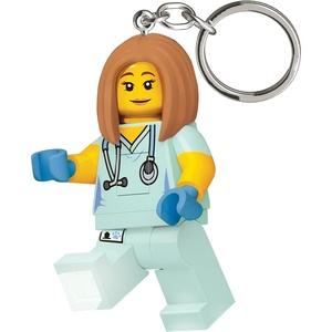 LEGO City Keychain Light – Veterinarian/Nurse (KE156H) Large 3 Inch Tall | Bag Charm with LED Lights