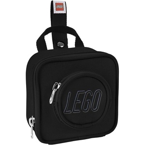 LEGO Kids Brick Mini Backpack Accessory Pouch with Novelty Backstraps, Snaps to Belt or Full-Size Backpack, Holds Small Items like Keys & Headphones, Black(Black)