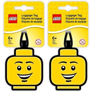LEGO Silicone Bag Tag – Boy Face (51167) | Silicone, Bag Charm, Backpack and Luggage Tag, Yellow(17 8 cm x 6 3 cm (Pack of 2))