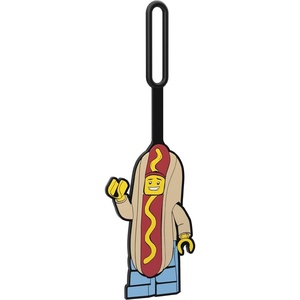 LEGO Silicone Luggage Tag for Travel, Suitcase, Backpack, Summer Beach Bag – Hot Dog Man (52615) with writable Surface on Back for ID Identification. Measures Approx. 6.5″